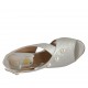 Sandalo da donna con perle in pelle laminata argento tacco 7 - Misure disponibili: 32, 33, 34, 43