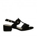 Woman's sandal with studs in black suede heel 3