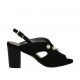 Sandalo da donna con perle in camoscio nero tacco 7 - Misure disponibili: 32, 34, 42, 43, 44, 45