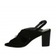 Sandalo da donna con perle in camoscio nero tacco 7 - Misure disponibili: 32, 34, 42, 43, 44, 45