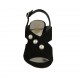 Sandalo da donna con perle in camoscio nero tacco 7 - Misure disponibili: 32, 34, 42, 43, 44, 45