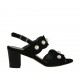 Sandalo da donna con perle in camoscio nero tacco 6 - Misure disponibili: 33, 34, 43, 45