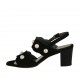 Sandalo da donna con perle in camoscio nero tacco 6 - Misure disponibili: 33, 34, 43, 45