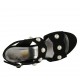 Sandalo da donna con perle in camoscio nero tacco 6 - Misure disponibili: 33, 34, 43, 45