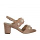 Sandalia para mujer con perlas en gamuza rosa tacon 6 - Tallas disponibles:  32, 34, 42, 43, 45