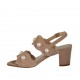 Sandalia para mujer con perlas en gamuza rosa tacon 6 - Tallas disponibles:  32, 34, 42, 43, 45