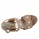 Sandalia para mujer con perlas en gamuza rosa tacon 6 - Tallas disponibles:  32, 34, 42, 43, 45