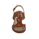 Sandalo con borchie da donna in pelle color cuoio tacco 7 - Misure disponibili: 32, 33, 34, 42, 44, 45
