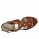 Sandalo con borchie da donna in pelle color cuoio tacco 7 - Misure disponibili: 32, 33, 34, 42, 44, 45