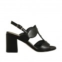 Woman's sandal with studs in black leather heel 7
