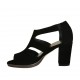 Scarpa aperta da donna con cinturino e plateau in camoscio nero tacco 8 - Misure disponibili: 32