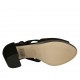 Escarpin ouvert avec courroie et plateforme en daim noir et talon 8 - Pointures disponibles:  32