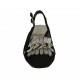 Slingback für Damen mit Fransen und Kette aus schwarzem Wildleder und silverlaminiertem laminiertem Leder Absatz 3 - Verfügbare Größen:  32, 34