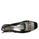 Slingback für Damen mit Fransen und Kette aus schwarzem Wildleder und silverlaminiertem laminiertem Leder Absatz 3 - Verfügbare Größen:  32, 34