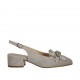 Chanel da donna con frangia e catena in camoscio grigio e pelle laminata argento tacco 3 - Misure disponibili: 33