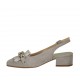 Slingback für Damen mit Fransen und Kette aus grauem Wildleder und silverlaminiertem laminiertem Leder Absatz 3 - Verfügbare Größen:  33