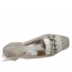 Zapato destalonado para mujer con flecos y cadena en gamuza gris y piel laminada plateada tacon 3 - Tallas disponibles:  33