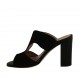 Woman's open mules in black suede and leather heel 8 - Available sizes:  43