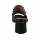 Sabot aperto da donna in camoscio stampato blu e pelle nera tacco 5 - Misure disponibili: 43