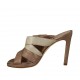 Sabot da donna in pelle laminata bronzo e platino con plateau e tacco 9 - Misure disponibili: 34