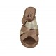 Woman's mules in bronze and platinum laminated leather with platform and heel 9 - Available sizes:  34