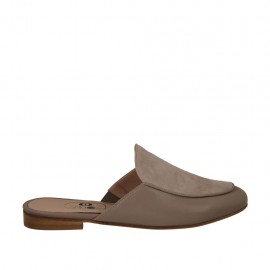 Mule à bout fermé pour femmes en cuir et daim gris talon 1 - Pointures disponibles:  34