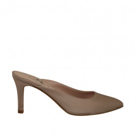 Sabot chiuso in punta da donna in tessuto beige tacco 7 - Misure disponibili: 33, 34, 42, 43, 44