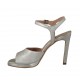 Sandalo con cinturino da donna con plateau in pelle laminata argento tacco 10 - Misure disponibili: 43