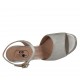 Sandalo con cinturino da donna con plateau in pelle laminata argento tacco 10 - Misure disponibili: 43