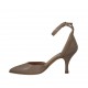 Chaussure ouverte à bout pointu pour femmes en cuir gris tourterelle avec courroie talon 7 - Pointures disponibles:  43
