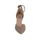 Scarpa aperta a punta da donna in pelle grigio tortora con cinturino tacco 7 - Misure disponibili: 43, 44, 45
