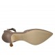 Scarpa aperta a punta da donna in pelle grigio tortora con cinturino tacco 7 - Misure disponibili: 43