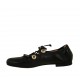 Ballerina da donna con bottoni con strass e lacci in pelle nera tacco 1 - Misure disponibili: 33, 34