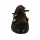 Ballerina da donna con bottoni con strass e lacci in pelle nera tacco 1 - Misure disponibili: 33, 34