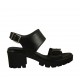 Sandalo da donna con fibbie in pelle nera tacco 6 - Misure disponibili: 42, 44