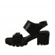 Sandalo da donna con fibbie in pelle nera tacco 6 - Misure disponibili: 42, 44