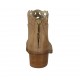 Scarpa accollata aperta in punta da donna con cerniera in pelle forata beige tacco 4 - Misure disponibili: 42, 43, 44, 46