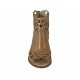Scarpa accollata aperta in punta da donna con cerniera in pelle forata beige tacco 4 - Misure disponibili: 42, 43, 44, 46