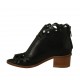 Scarpa accollata aperta in punta da donna con cerniera in pelle e pelle forata nera tacco 4 - Misure disponibili: 34, 43, 45