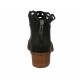 Chaussure ouverte pour femmes avec fermeture eclair en cuir et cuir perforé noir talon 4 - Pointures disponibles:  34, 43, 45