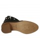 Scarpa accollata aperta in punta da donna con cerniera in pelle e pelle forata nera tacco 4 - Misure disponibili: 34, 43, 45, 46