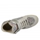Zapato con cordones, velcro y cremalleras en piel blanca y laminada plateada y gamuza imprimida floreal multicolor cuña 6 - Tallas disponibles:  34, 42, 43