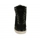 Zapato para mujer con cordones y cremallera en piel, charol y tejido negro cuña 6 - Tallas disponibles:  34, 42