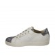 Scarpa stringata da donna in pelle bianca e camoscio multicolore stampato floreale con plantare estraibile zeppa 2 - Misure disponibili: 33, 44
