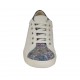 Scarpa stringata da donna in pelle bianca e camoscio multicolore stampato floreale con plantare estraibile zeppa 2 - Misure disponibili: 33, 44