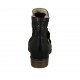 Botines para mujer con cremallera y hebilla en piel y piel perforada negra tacon 2 - Tallas disponibles:  33, 34, 44, 45, 46