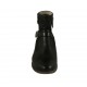 Botines para mujer con cremallera y hebilla en piel y piel perforada negra tacon 2 - Tallas disponibles:  33, 34, 44, 45, 46