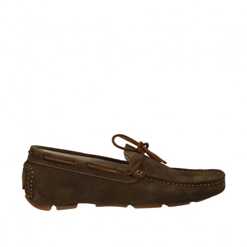 Mocassino da uomo con lacci in camoscio taupe - Misure disponibili: 37, 48, 51, 52