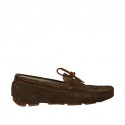 Men's laced car shoe in taupe suede
