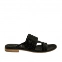 Mules pour femmes en cuir verni imprimé noir talon 1